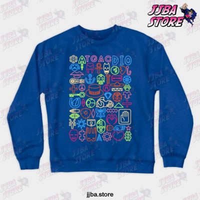 Jjba Jojo Things Crewneck Sweatshirt Blue / S
