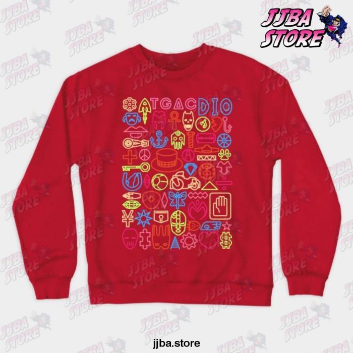 Jjba Jojo Things Crewneck Sweatshirt Red / S