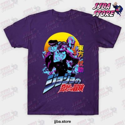 Jjba Josuke Higashikata T-Shirt Purple / S