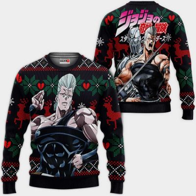 Jean Pierre Polnareff Ugly Christmas Sweater Custom JJBA Anime Xmas Gifts