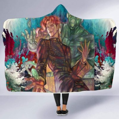 Noriaki Kakyoin Hierophant Green Jojo's Bizarre Adventure Hooded Blanket