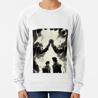 Two Men Holding Hands,Style Of Jojo'S Bizarre Adventure Aesthetic Gift For Art Lover Pullover Sweatshirt Official Cow Anime Merch