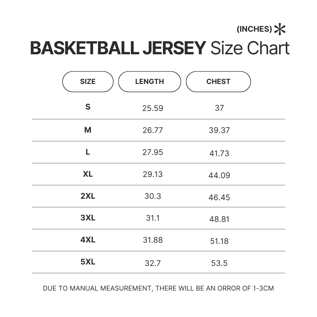 Basketball Jersey Size Chart - JJBA Store