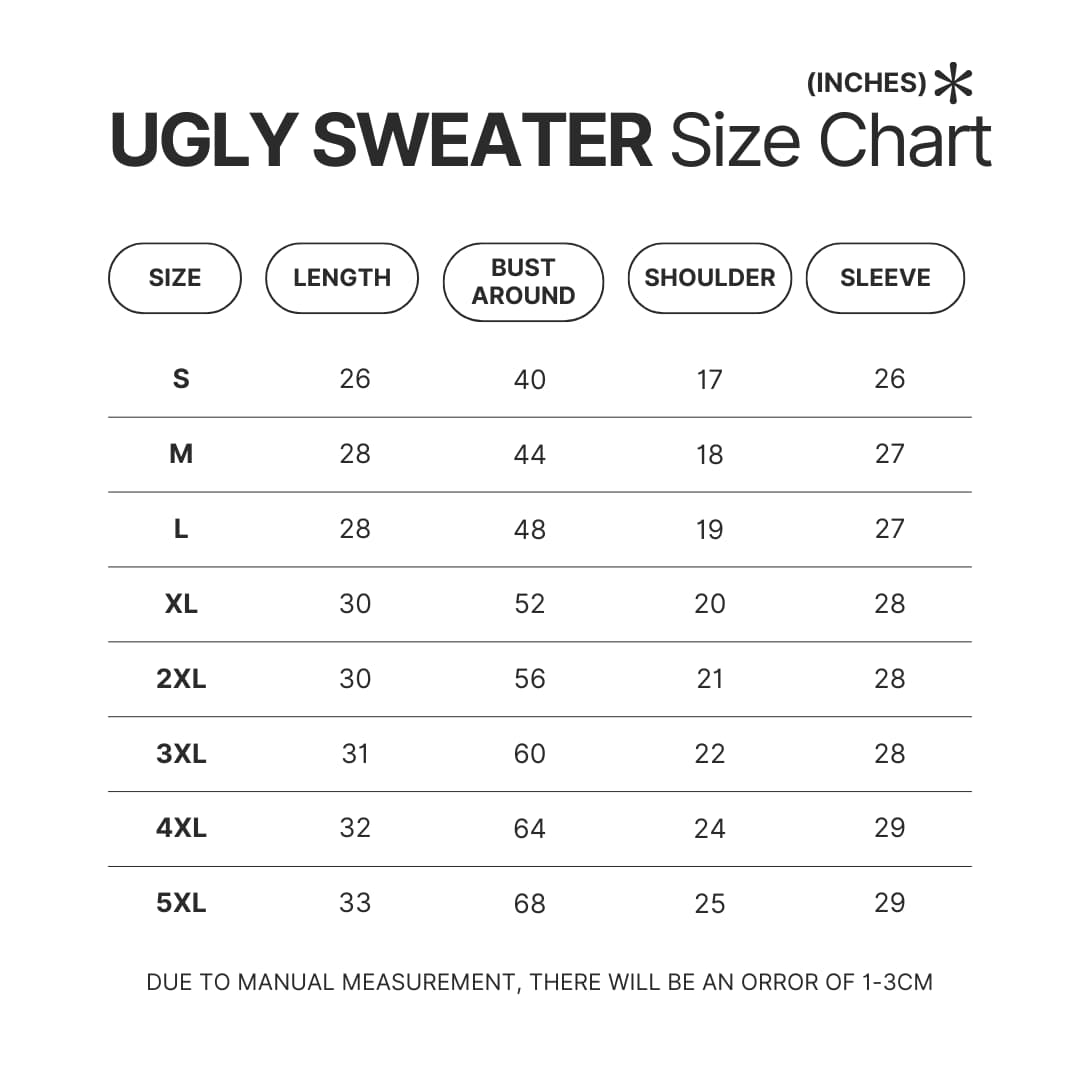 Ugly Sweater Size Chart - JJBA Store