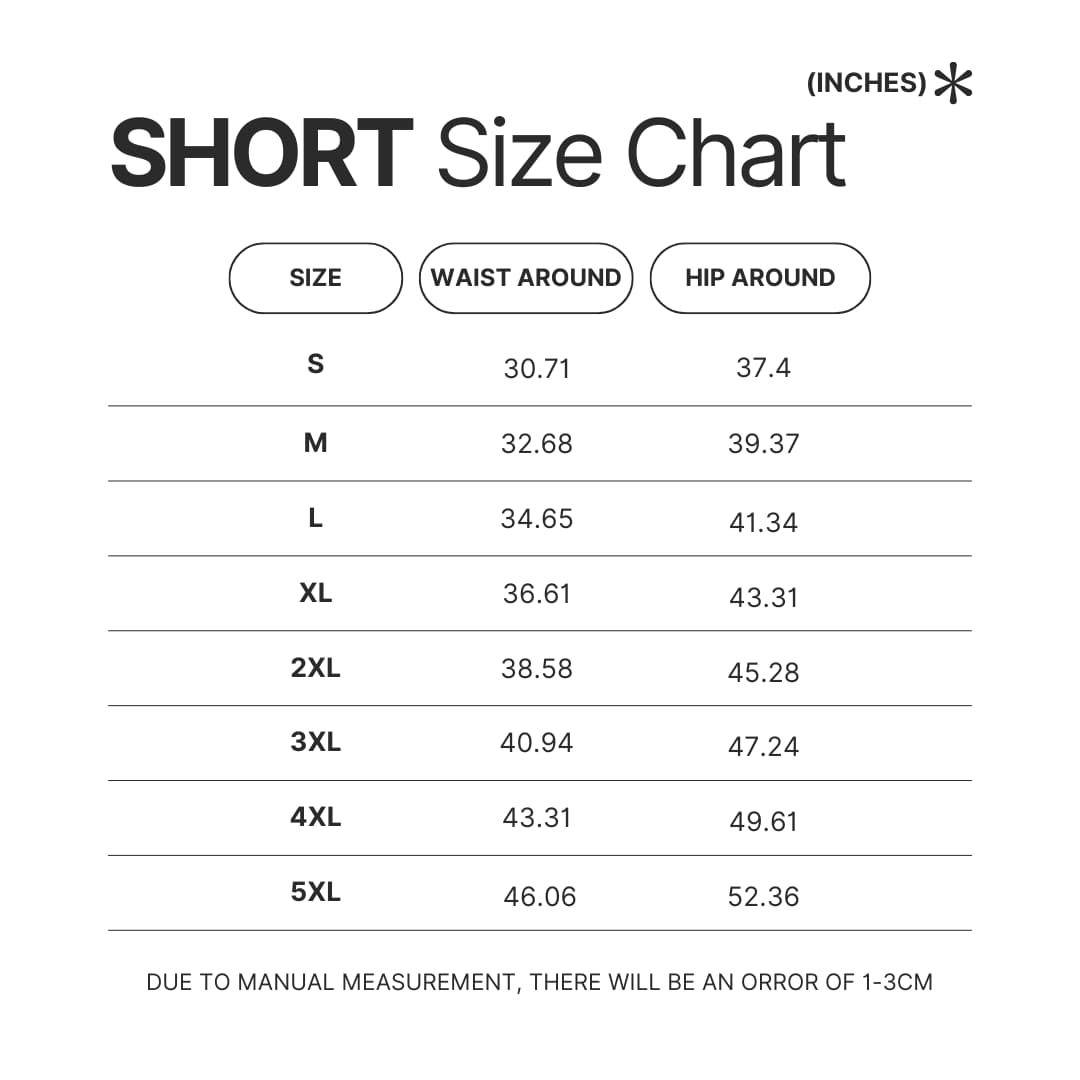 Short Size Chart - JJBA Store